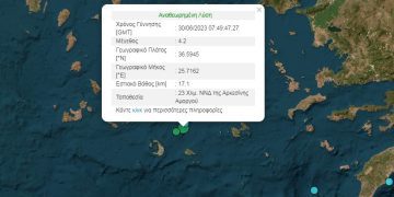 Σεισμός 4,2 Ρίχτερ ανάμεσα σε Σαντορίνη και Αμοργό