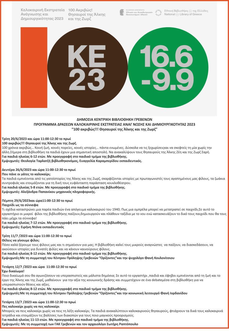 Το καλοκαιρινό πρόγραμμα δράσεων της ΔΗ.ΚΕ.ΒΙ Γρεβενών