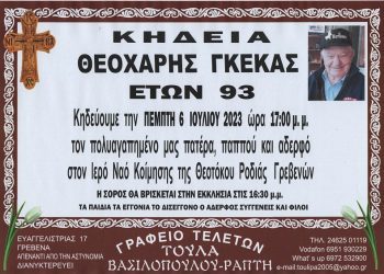 ΚΗΔΕΙΑ ΘΕΟΧΑΡΗ ΓΚΕΚΑ