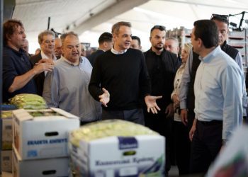 Eπίσκεψη του Πρωθυπουργού Κυριάκου Μητσοτάκη στην Κεντρική Λαχαναγορά στον Άγιο Ιωάννη Ρέντη