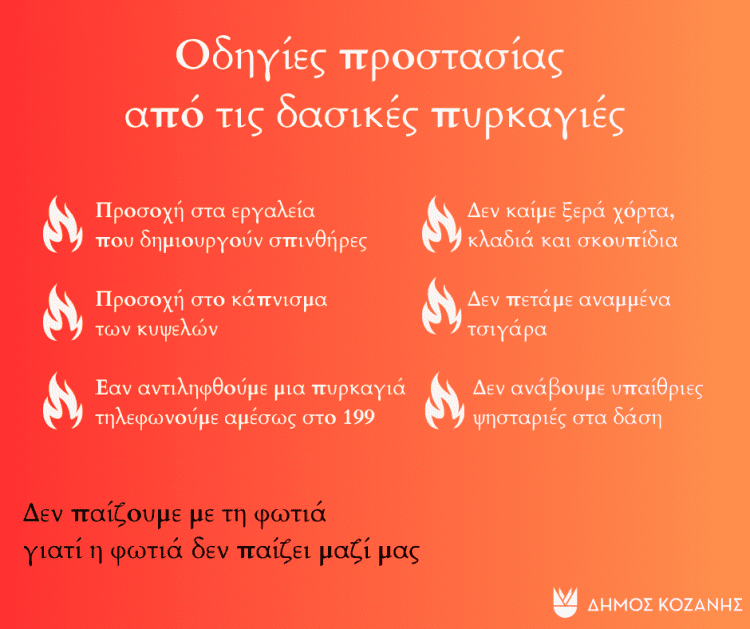 Οδηγίες προστασίας από τις δασικές πυρκαγιές