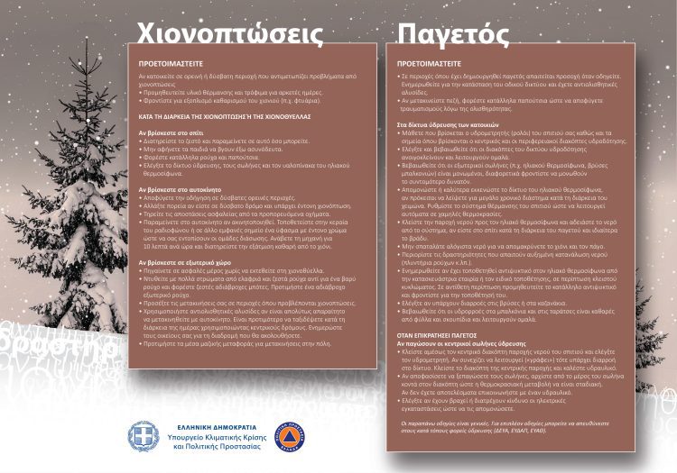 Πολιτική Προστασία Δήμου Γρεβενών: Έκτακτο δελτίο επιδείνωσης καιρού από την ΕΜΥ – Μέτρα Αυτοπροστασίας για Χιόνια, Παγετό, Καταιγίδες και Πλημμύρες