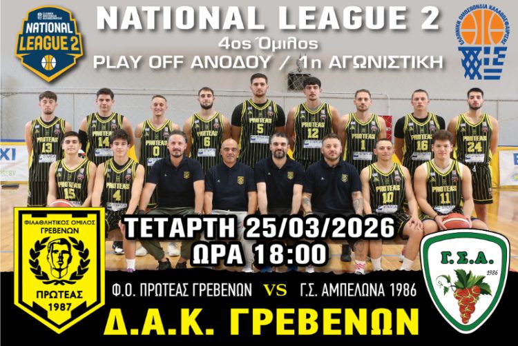 Φ.Ο. ΠΡΩΤΕΑΣ ΓΡΕΒΕΝΩΝ – Γ.Σ. ΑΜΠΕΛΩΝΑ 1986