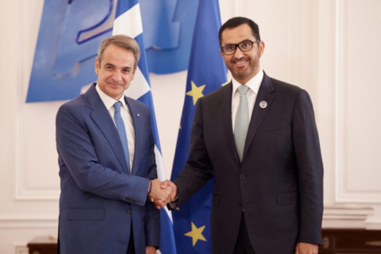 Συνάντηση του Πρωθυπουργού Κυριάκου Μητσοτάκη με τον Υπουργό Βιομηχανίας και Προηγμένης Τεχνολογίας των Ηνωμένων Αραβικών Εμιράτων Sultan Al Jaber
