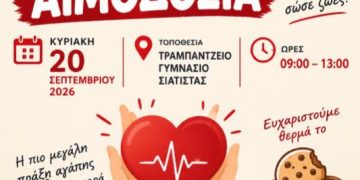 Αιμοδοτικός Σύλλογος Σιάτιστας: Εθελοντική Αιμοδοσία την Κυριακή 20 Σεπτεμβρίου